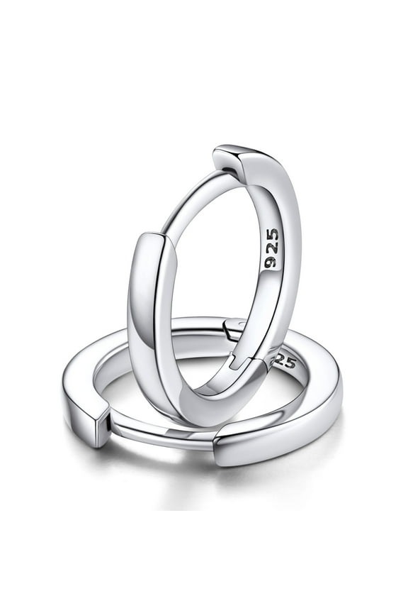 Sterling Silver Huggie Hoop Earrings for Women, Hypoallergenic Lightweight Small Cartilage Earrings Cuff Tragus Hoop Earrings for Girlfriend Valentine's Day Jewelry Gift 10mm