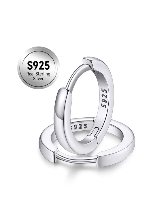 Sterling Silver Huggie Hoop Earrings for Women, Hypoallergenic Lightweight Small Cartilage Earrings Cuff Tragus Hoop Earrings for Mom Grandma Mothers Day Jewelry Gift 10mm