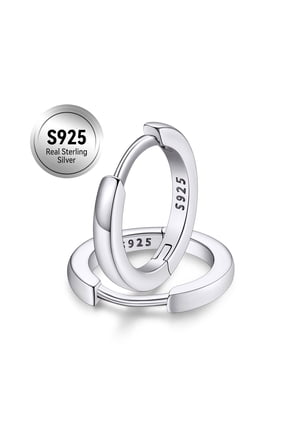 Sterling Silver Huggie Hoop Earrings for Women, Hypoallergenic Lightweight Small Cartilage Earrings Cuff Tragus Hoop Earrings for Mom Grandma Mothers Day Jewelry Gift 10mm