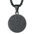 thumbnail image 1 of FaithHeart Tetragrammaton Pentacle Necklace for Men, Black Stainless Steel The Ancient Power Name of God Protection Wicca Amulet Pendant Jewelry Gift for Boyfriend Husband Valentine's Day, 1 of 7