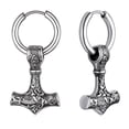 thumbnail image 1 of FaithHeart Viking Thor Hammer Earrings for Men Women Stainless Steel Norse Mythology Ear Drops Punk Jewelry Gift for Dad Grandpa Fathers Day Christmas, 1 of 10