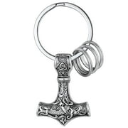 FaithHeart Thor's Hammer Keychains Ring Norse Viking Jewelry Mjolnir Amulet for Men Women