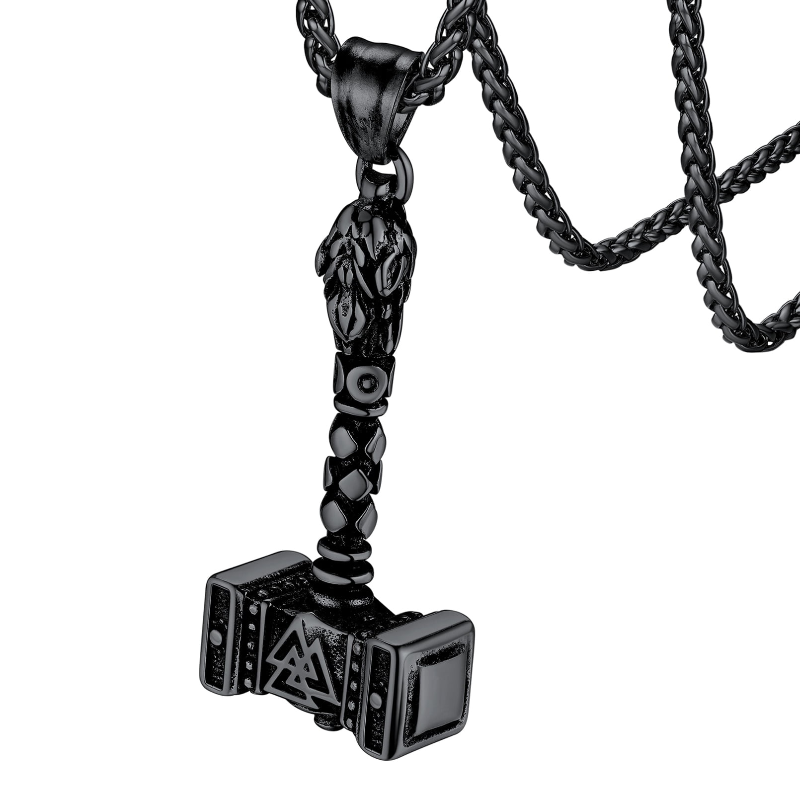 FaithHeart Thor's Hammer Necklace Valknut Amulet Norse Viking