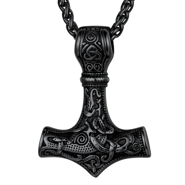 FaithHeart Thors Hammer Celtic Necklace for Men Viking Jewelry Norse