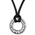thumbnail image 1 of FaithHeart Viking Circle Rune Necklace for Men with Braided Leather Rope Chains Stainless Steel Nordic Mythology Rune Silver Jewelry Gifts for Dad Son Friends Christmas, 1 of 12