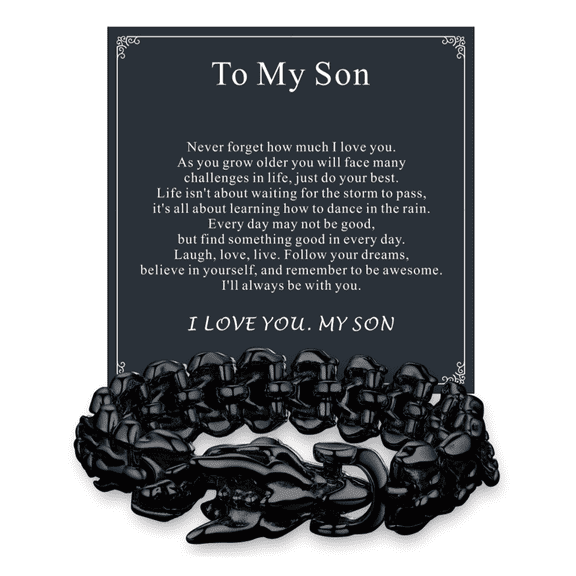 FaithHeart Viking Dragon Bracelet for Men with Card, Vintage Black Stainless Steel Punk Curb Link Chain Bracelet Fahion Hippop Jewelry Gift for Son Birthday Christmas Graduation 19MM