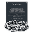 thumbnail image 1 of FaithHeart Viking Dragon Bracelet for Men with Card, Vintage Silver Stainless Steel Punk Curb Link Chain Bracelet Fahion Hippop Jewelry Gift for Son Birthday Christmas Graduation 19MM, 1 of 8