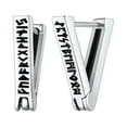 thumbnail image 1 of FaithHeart Viking Rune Huggie Earrings for Men Punk Triangle Ear Ear Hoops Stainless Steel Jewelry Gift for Son Grandson Birthday Christmas, 1 of 10