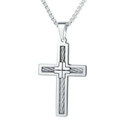 FaithHeart Vintage Cross Necklace for Men Women Stainless Steel Vintage Catholic Christian Jewelry Present for Father