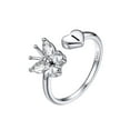thumbnail image 1 of FaithHeart Womens Butterfly Initial Ring for Women Sterling Silver Stackable Rings for Female Dainty Trendy Jewelry Gift for Her Letter I, 1 of 12