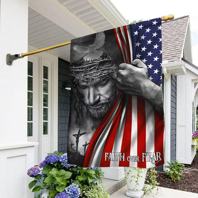 Faithee Jesus Flag Faith Over Fear God Jesus Flag, 3X5 Outdoor Double