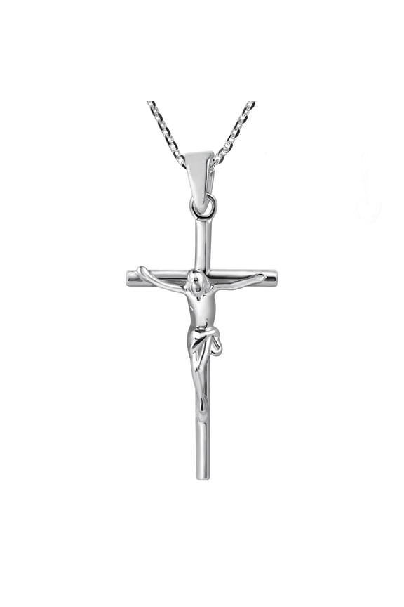 Faithful Devotion Crucifix Cross Sterling Silver Necklace