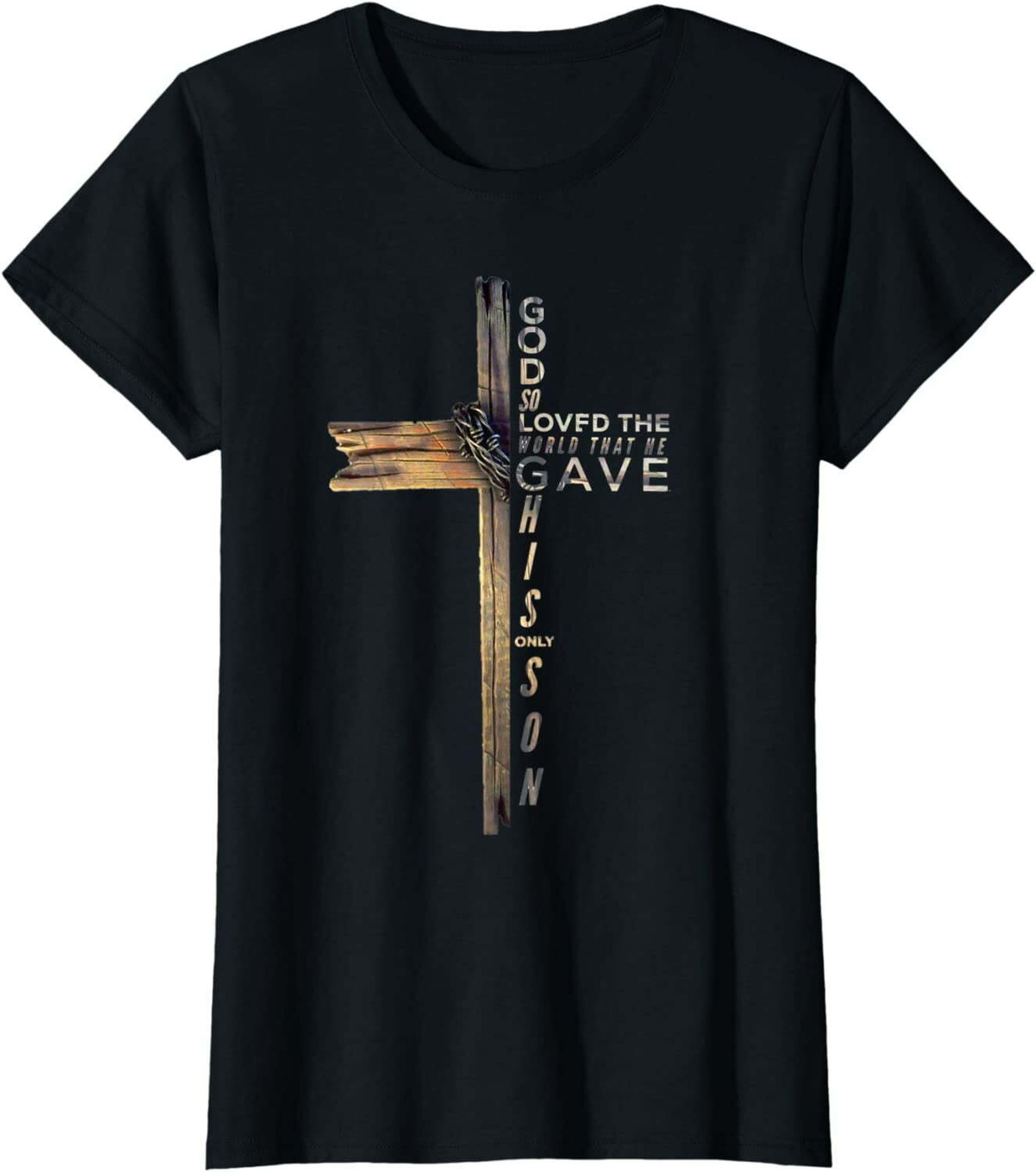 Faithful Fashion: Women's Christian Cross Tee with John 3:16 Quote in ...