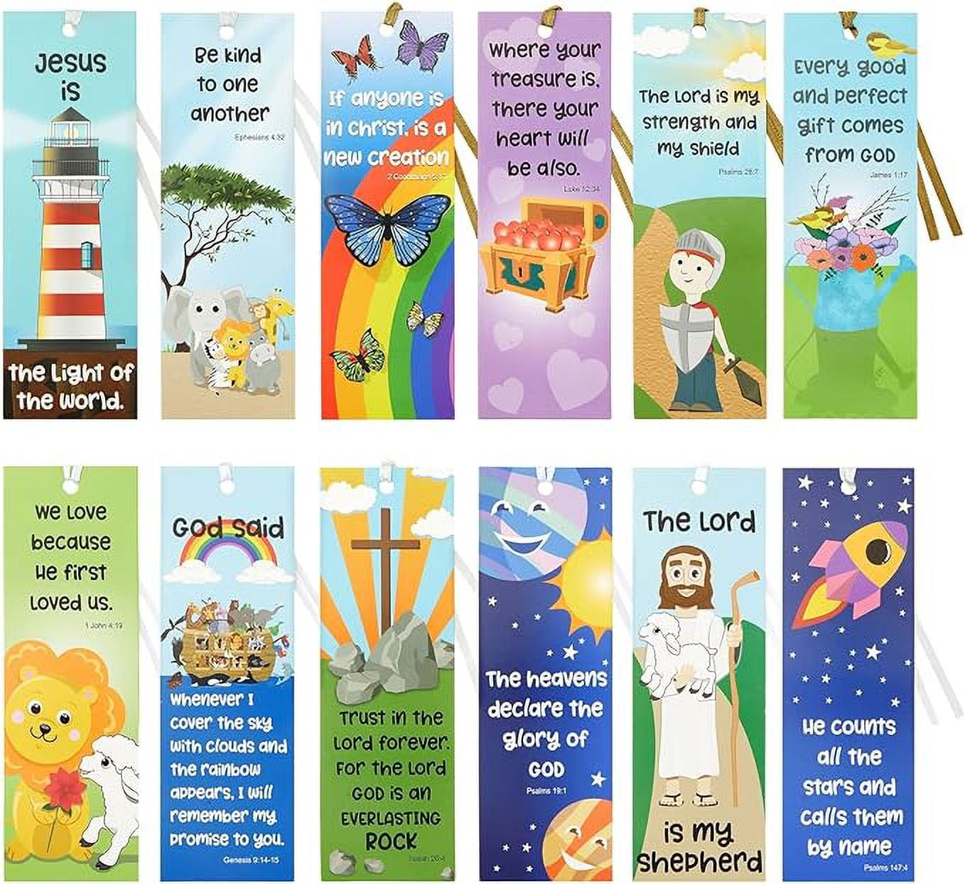 Faithful Finds 72 Pack Christian Bookmarks Bulk, Religious Scripture, 12 Bible Verse Quotes for