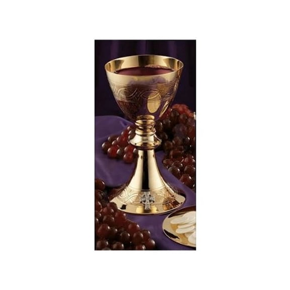 Faithful Gifts Etched Celtic Cross Brass Chalice with Paten 16 Ounce