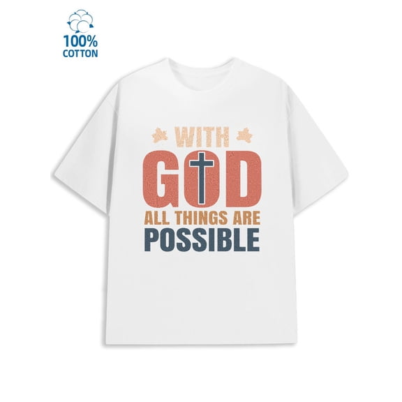 Faithful Possibilities mens Christianity 180G 100% Cotton white pamuk christianity Original Unisex Shirt Printed tshirts Vintage Unisex Shirt Crewneck tshirts