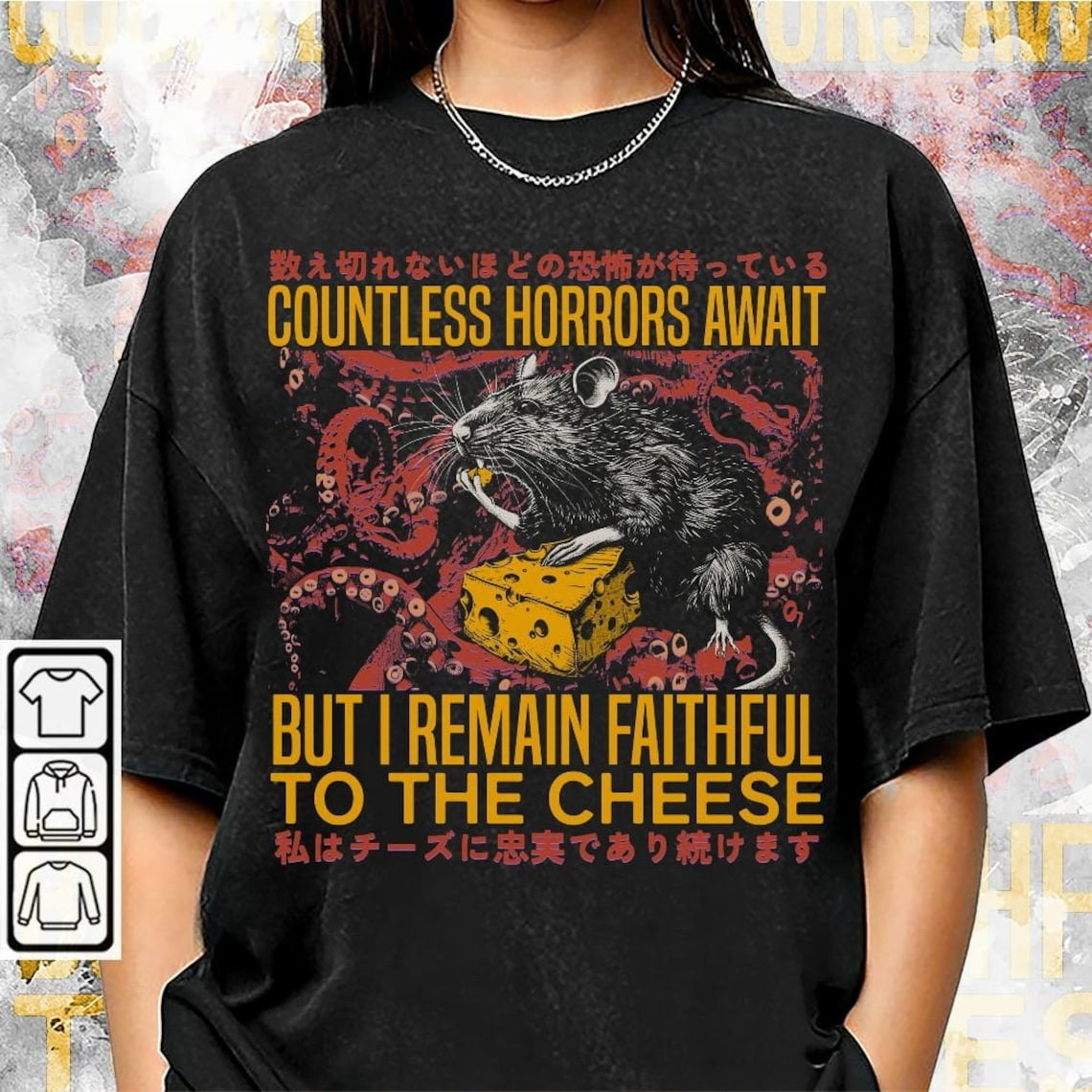 Faithful To The Cheese Shirt, Vintage Japanese Horror Rat Faithful To The Cheese Shirt, Vintage Japanese Horror Rat