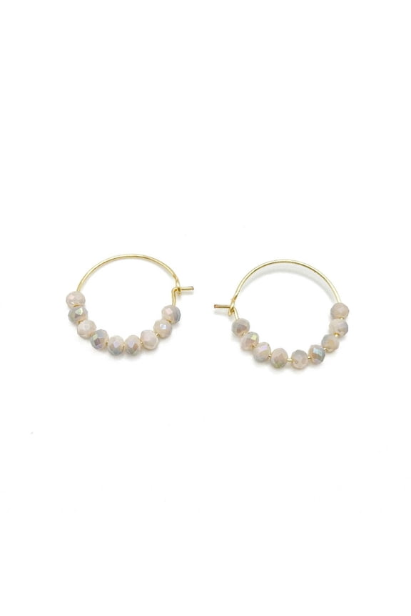 Faithful Gold Plated Iridescent Crystal Hoop Earrings 1 Inch Hypoallergenic Floating Stones