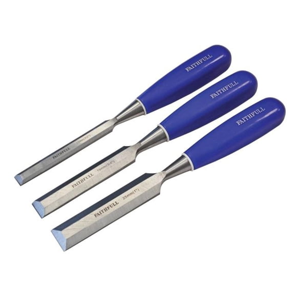 Faithfull - Bevel Edge Chisel Blue Grip Set, 3 Piece
