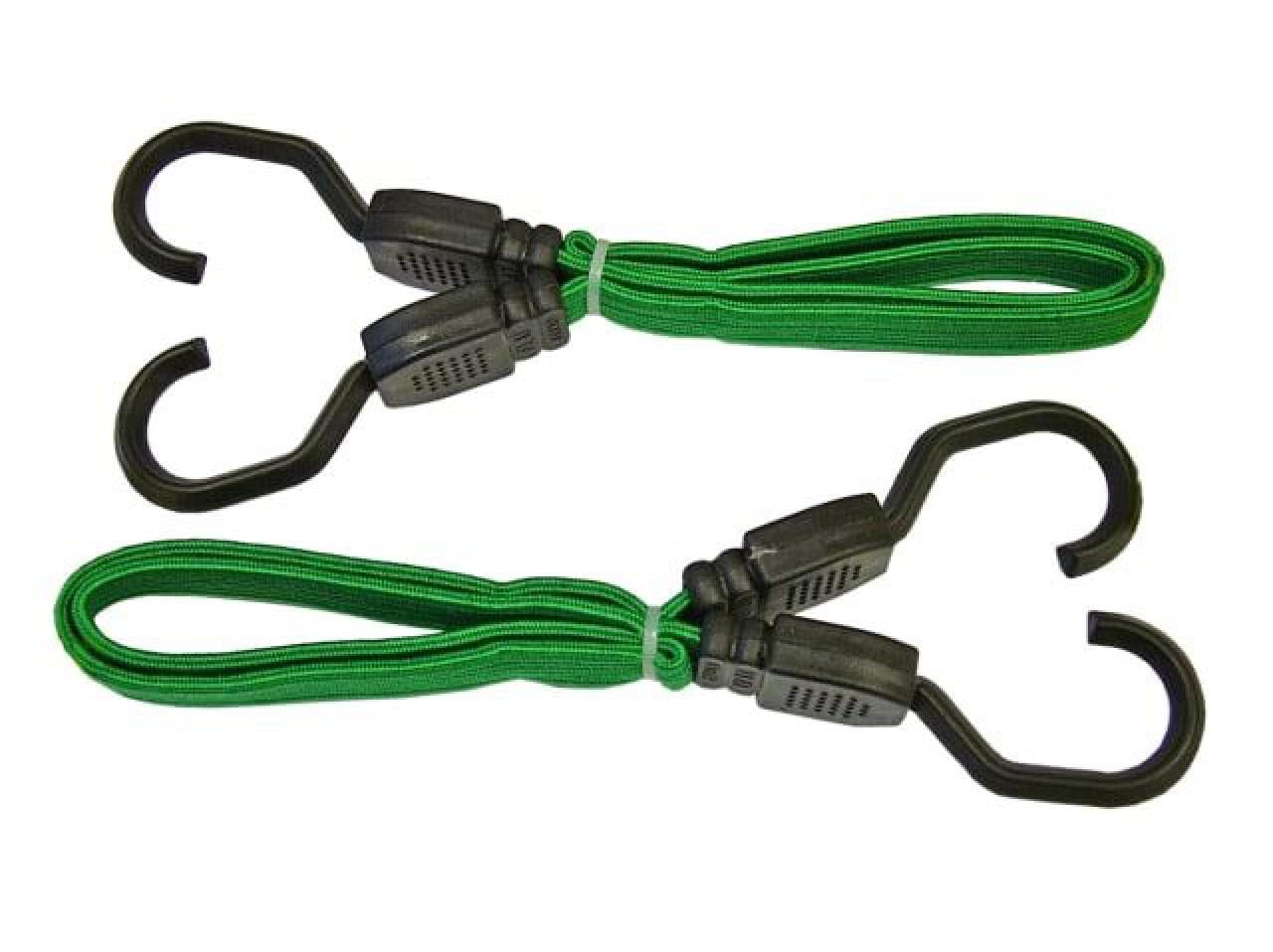 Faithfull - Flat Bungee Cord 60cm (24in) Green 2 Piece