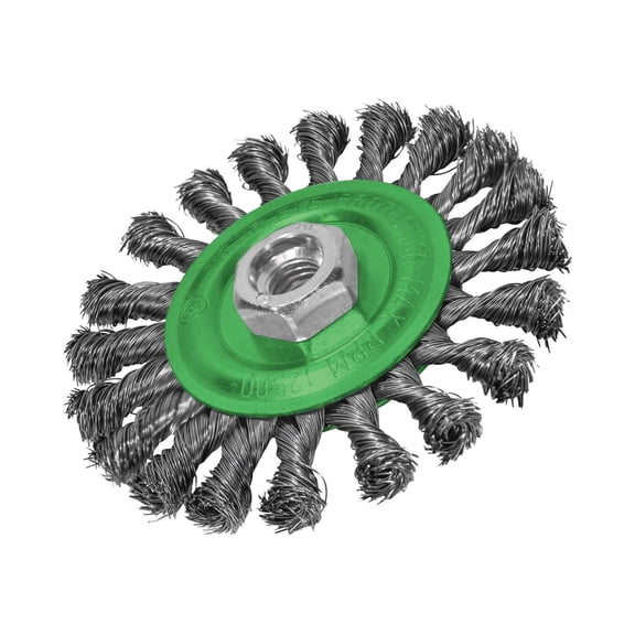 Faithfull Flat Twist Knot Wire Brush 115 X 12mm M14x2 Bore, 0.35mm Stainless Steel Wire