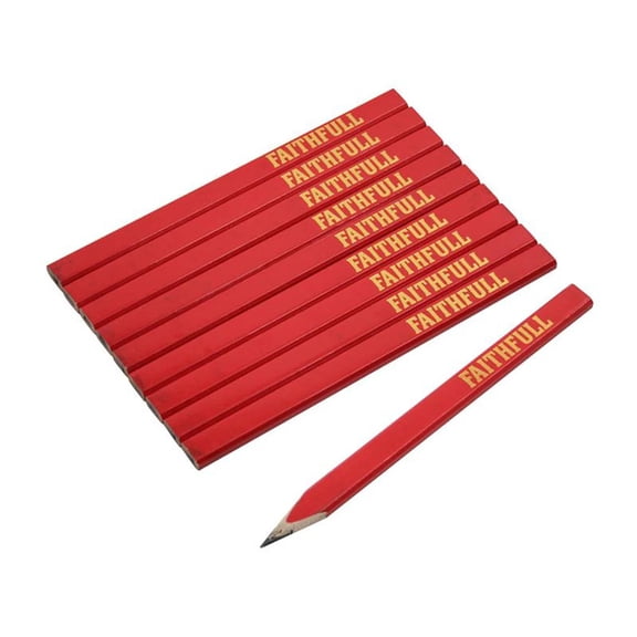 Faithfull Fsc Carpenter's Pencils - Red / Medium (pack 10)