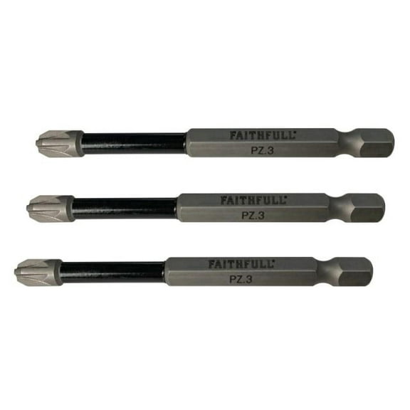 Faithfull - Pozidriv Impact Screwdriver Bits PZ3 x 75mm (Pack 3)