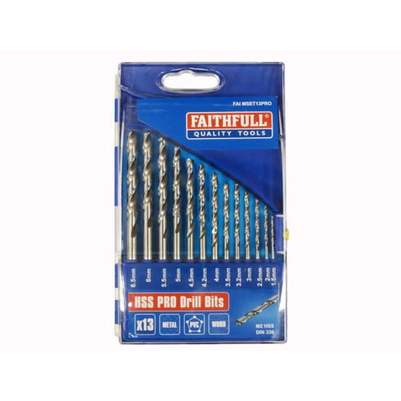 Faithfull - Professional HSS Jobber Drill Bit Set, 13 Piece (1.5 - 6.5mm)