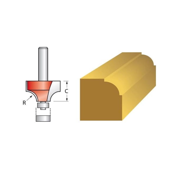 Faithfull - Router Bit TCT 6.3mm Rounding Over 1/4in Shank