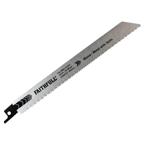 Faithfull - S1122HF Bi-Metal Sabre Saw Blade Demolition 200mm 10 TPI (Pack 5)
