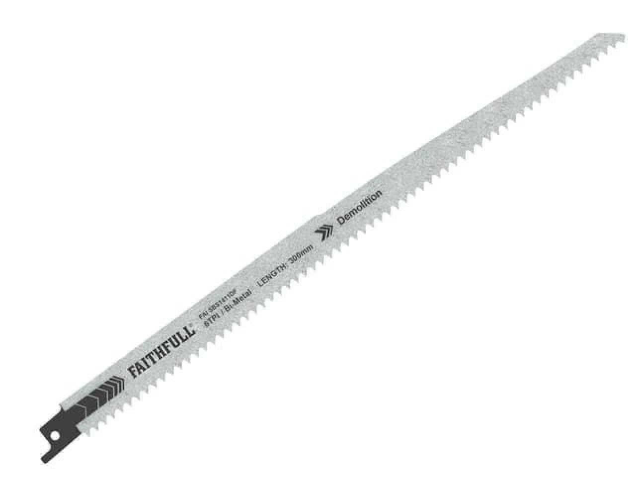 Faithfull - S1411DF Bi-Metal Sabre Saw Blade Demolition 300mm 6 TPI (Pack of 5)