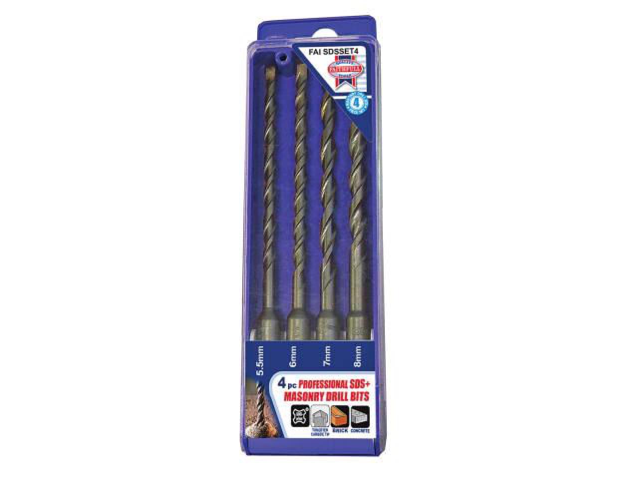 Faithfull - SDS Plus Drill Bit Set, 4 Piece
