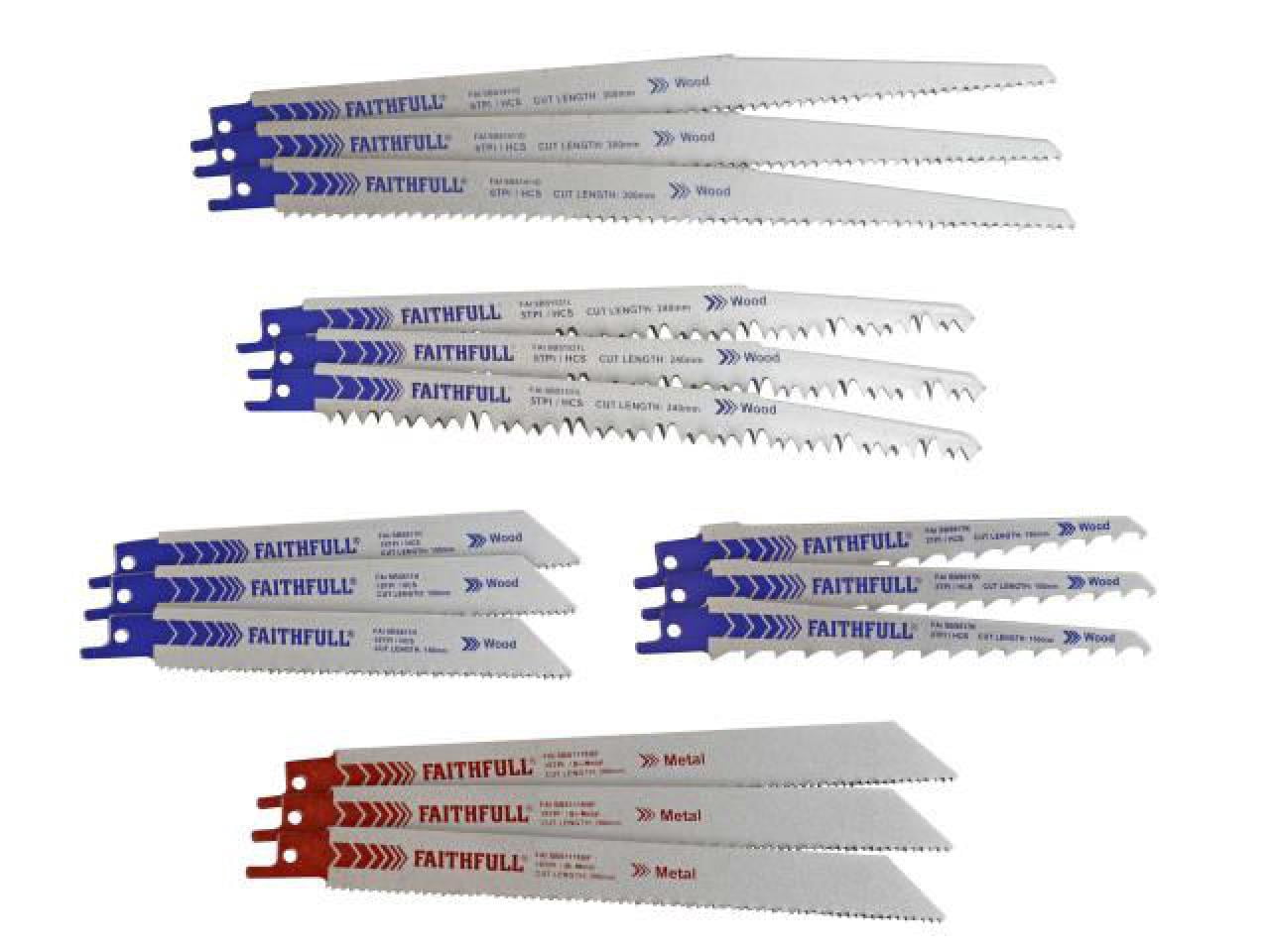 Faithfull - Sabre Saw Blade Set, 15 Piece