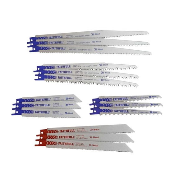 Faithfull - Sabre Saw Blade Set, 15 Piece