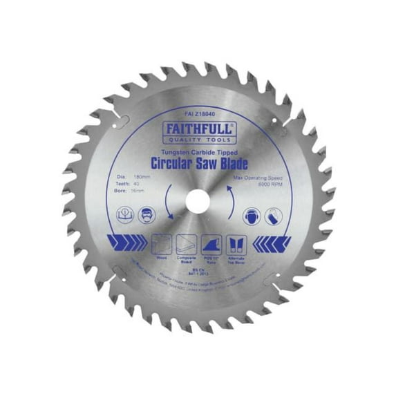 Faithfull - TCT Circular Saw Blade 180 x 16mm x 40T POS