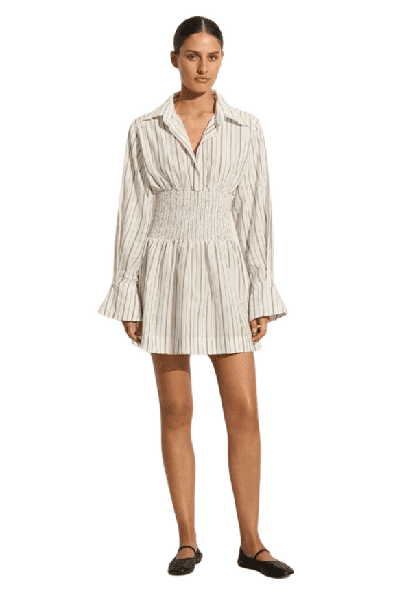 Women's White Vitinia Mini Dress Trieste Stripe, Size 7