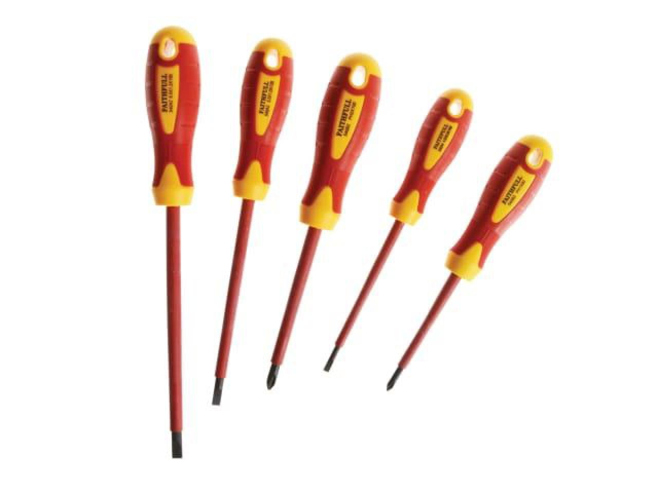 Faithfull - VDE Soft Grip Screwdriver Set, 5 Piece