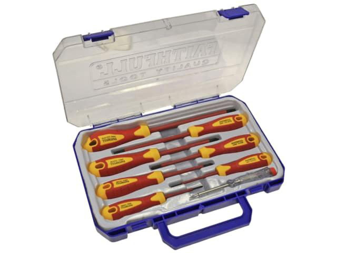 Faithfull - VDE Soft Grip Screwdriver Set (Case), 8 Piece