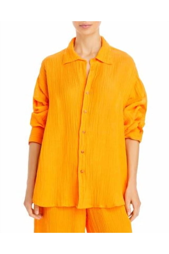 Womens Solar Crinkle Shirt Tangerine Size US 4
