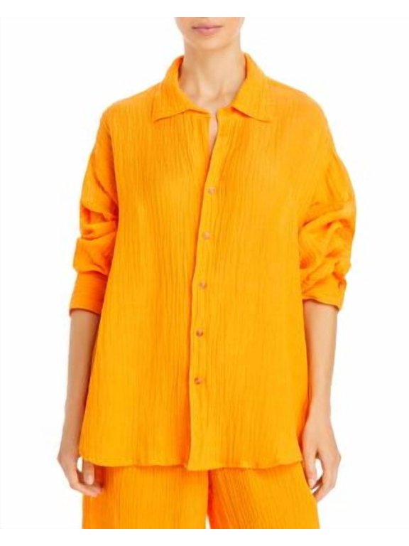 Womens Solar Crinkle Shirt Tangerine Size US 4