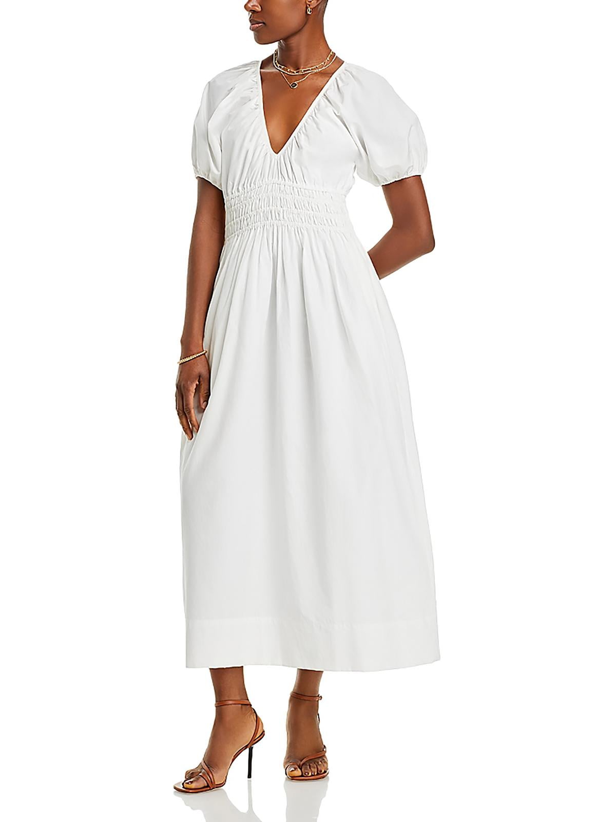 Faithfull the Brand Womens Teatro Smocked Silk Midi Dress - Walmart.com