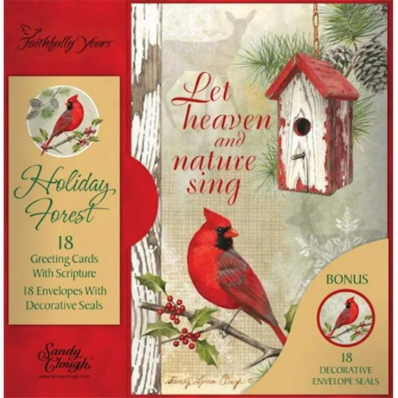 Faithfully Yours 21523X Boxed - Card Holiday Forest with Seals - Box of 18