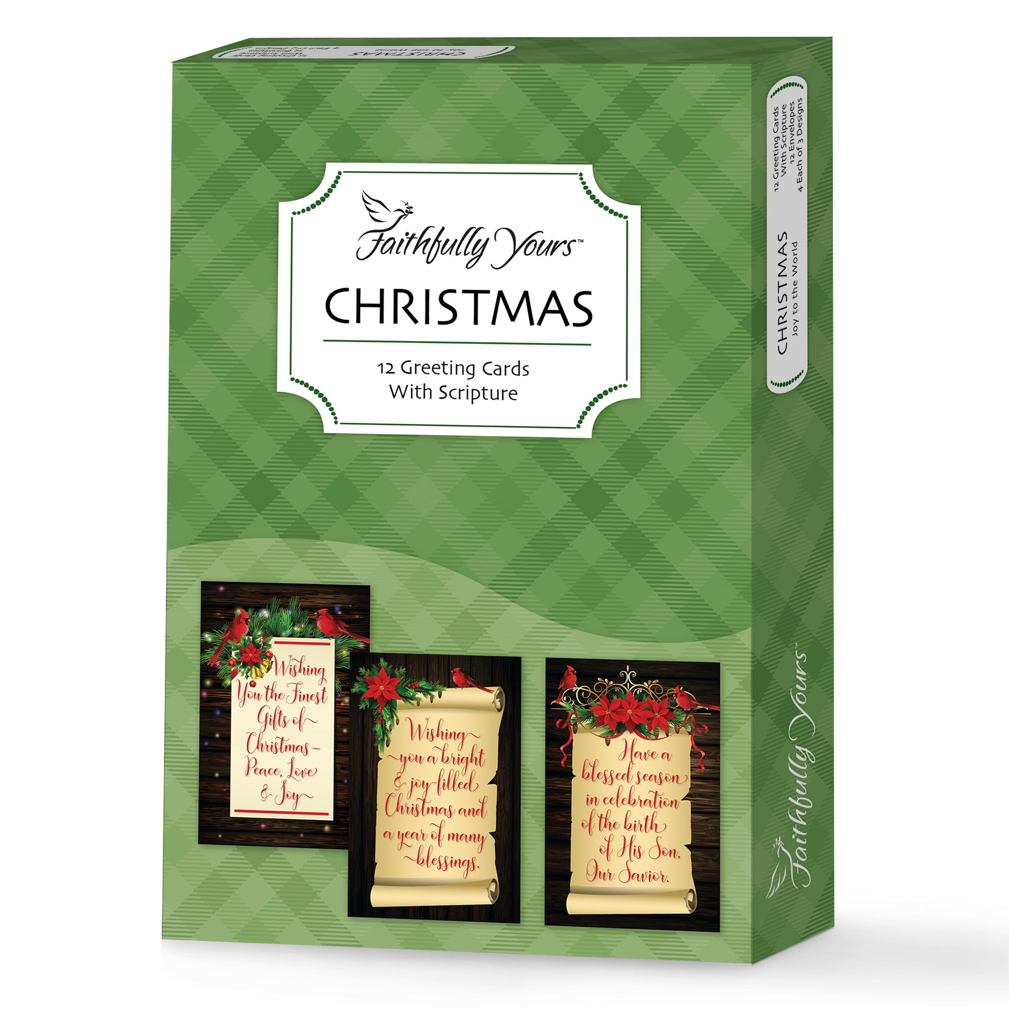Faithfully Yours, Designer Greetings, Inspirational Christmas Boxed Card Assortment, Joy to the World, with Biblical Scripture Verses (Box of 12 Greeting Cards with Envelopes)