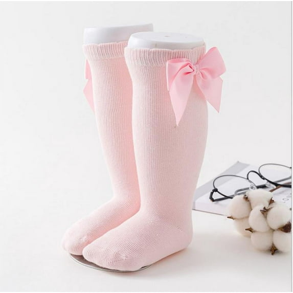 Faithtur Infant Kids Baby Girls Bowknot Stockings Solid Leggings Warmer 0-7Years Knee High Princess Formal Match Stockings