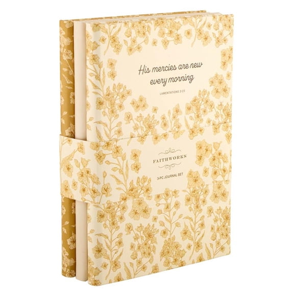 Faithworks Inspirational Journals - Medium Hardcover Notebooks with Scripture, Set of 3, His Mercies