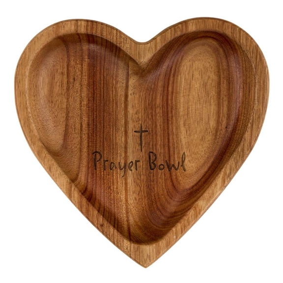 Faithworks Prayer Bowl - Inspirational Small Mango Wood Bowl with Prayer-Cards, 6.25", Heart Shaped