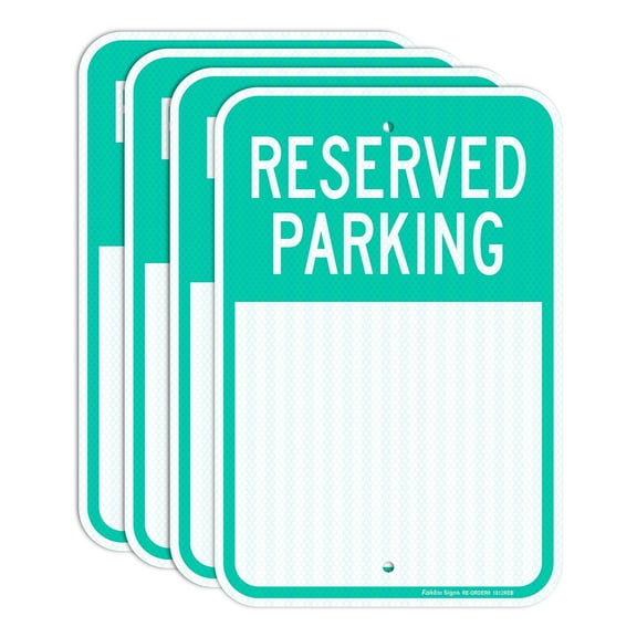 Faittoo Blank Reserved Parking Signs, 4-Pack 18 x 12 Inch Engineer Grade Reflective Aluminum Signs