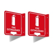 Faittoo Fire Extinguisher Sign, 2 Pack Fire Extinguisher with Down Arrow - 6 x 6 Inches Acrylic Plastic Use for Home Office/Business