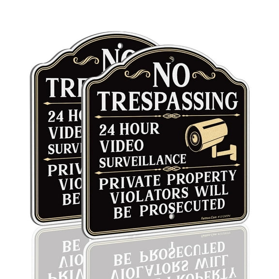 Faittoo No Trespassing Sign, Private Property Protected By Video Surveillance, Set of 2 Reflective Aluminum Warning Signs