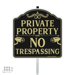 Faittoo No Trespassing Sign Private Property with 42" Stake, 12"x12" Rust Free Heavy Reflective Aluminum Sign